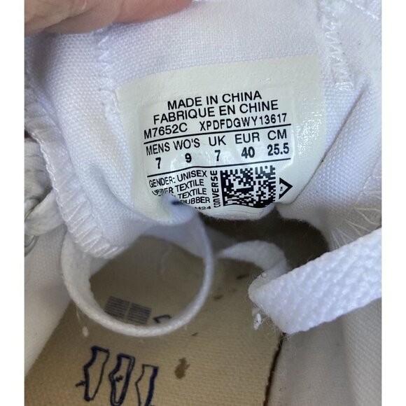 Converse Unisex Chuck Taylor All Star M7652C Low Top Optical White M7/W9 - Picture 14 of 16